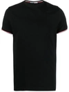 Moncler Men's Flag-trim Jersey T-shirt In Black