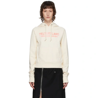 Helmut Lang Slim Sweatshirt In Cream Color With Logo Print In White Sand