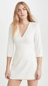 Alice And Olivia Stevie Double-layer Dress W/ Waist Tie In Off White
