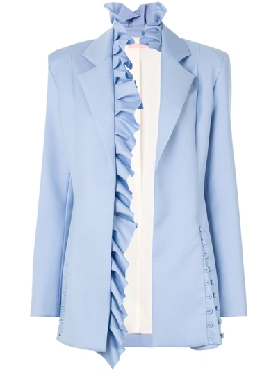 Maggie Marilyn I Lead From The Heart Ruffle Trim Jacket In Cornflower