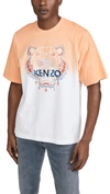 Kenzo Dip Dye Tiger Embroidered Graphic Tee In 16 Deep Orange