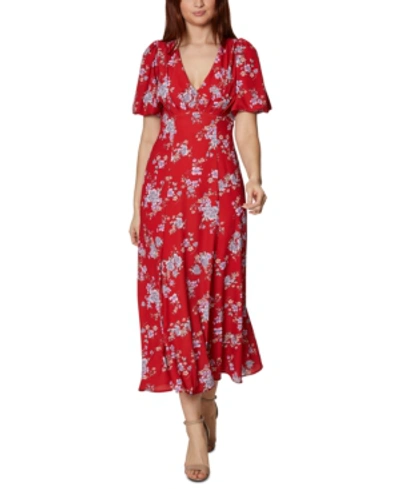 Betsey Johnson Floral Maxi Dress In Cherry Red Floral