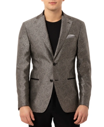 Tallia Men's Slim-fit Versatile Leopard Print Dinner Jacket In Black/grey Cheetah
