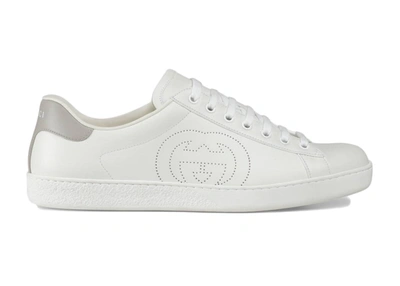Pre-owned Gucci  Ace Perforated Interlocking G White