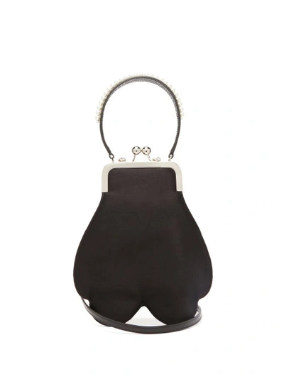 Simone Rocha Mini Satin Cross-body Floral Bag In Black/prl