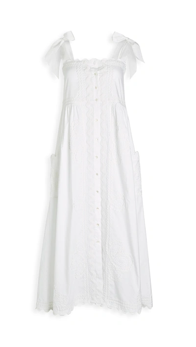 Juliet Dunn Tie Shoulder Dress In White