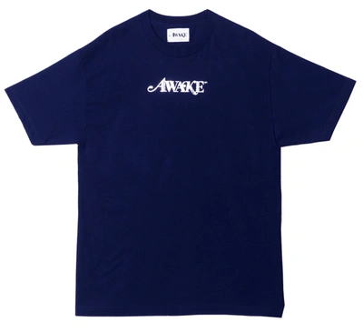 Pre-owned Awake  Metallic Foil Logo Tee Navy