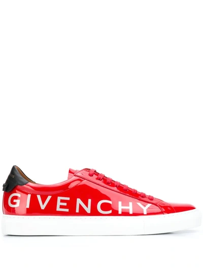 Givenchy Men's Urban Street Patent Leather Logo Sneakers In Red