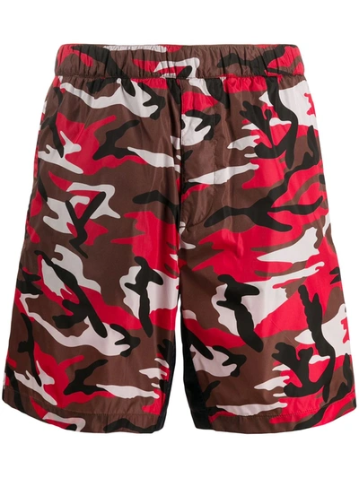 Prada Camouflage Print Swim Shorts In Bruciato+navy