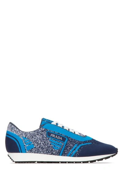 Prada Colour Block Sneakers In Navy Azzurro