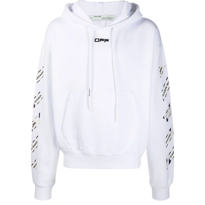 Pre-owned Off-white  Airport Tape Arrows Diag Hoodie White