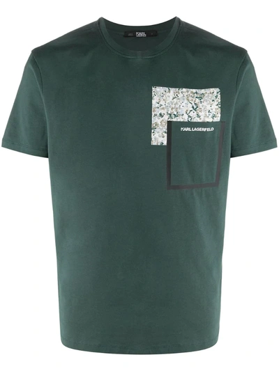 Karl Lagerfeld Digital Print Pocket T-shirt In Green