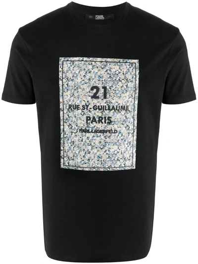 Karl Lagerfeld Box Address Logo T-shirt In Black