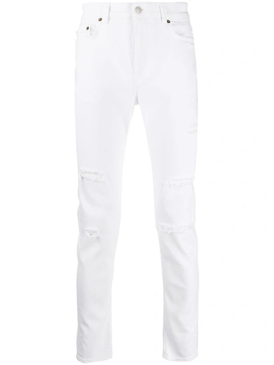 Buscemi Distressed Slim-fit Jeans In White