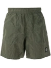 Stone Island Logo Embroidered Swimming Trunks In Green