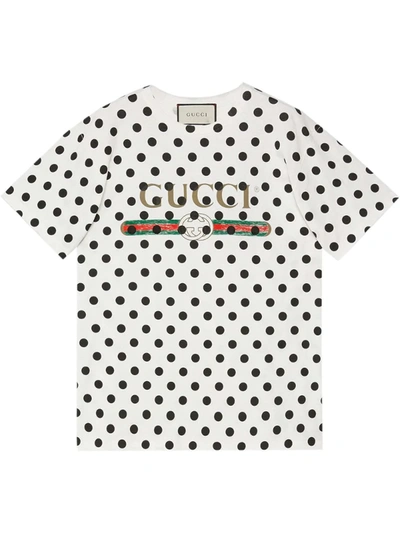 Gucci Vintage Logo Polka Dot Print T-shirt In White