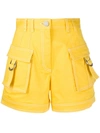 Balmain High-waisted Cargo Shorts In Yellow