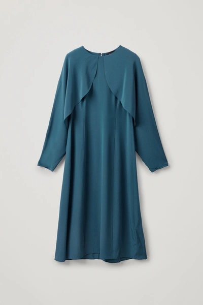 Cos Silk Dress With Open Sleeves In Turquoise | ModeSens