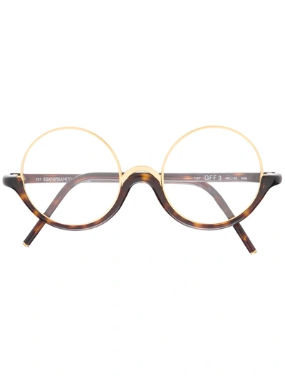 Pre-owned Gianfranco Ferre 1990s Round Frame Glasses In Black