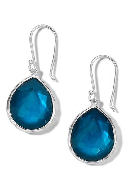 Ippolita Sterling Silver Wonderland Malibu Mother-of-pearl & Clear Quartz Doublet Drop Earrings In Lagoon