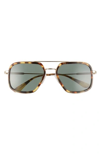 Prada 54mm Square Aviator Sunglasses In Brown/ Green Solid