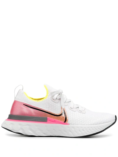 Nike Women's React Infinity Run Flyknit Running Sneakers From Finish Line In Platinum Tint/black-pink Blast