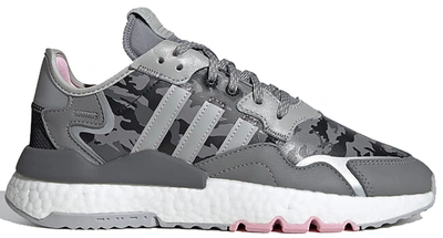 Pre-owned Adidas Originals Adidas Nite Jogger Camo Grey (women's) In True Pink/grey Two/grey Three