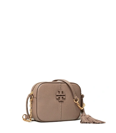 Tory Burch Mcgraw Camera Bag In Silver Maple