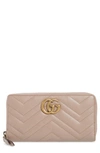 Gucci Gg 2.0 Matelasse Leather Zip Around Wallet In Porcelain Rose