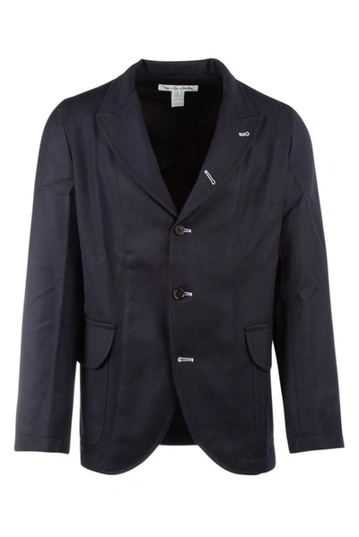 Comme Des Garçons Shirt Buttoned Blazer In Blue