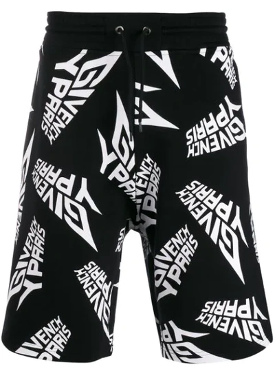 Givenchy Logo Fleece Athletic Shorts In Black