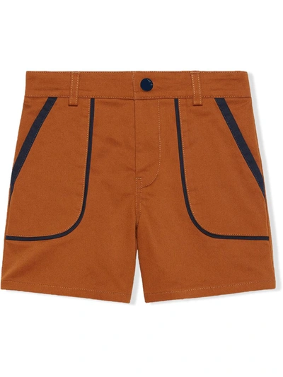 Gucci Kids' Logo Patch Two-tone Shorts In Orange