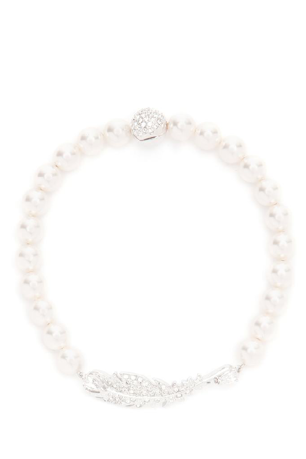 Swarovski Nice Feather Pearl Bracelet In White | ModeSens