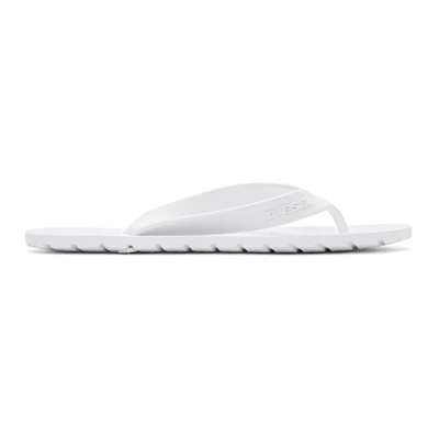 Diesel Logo Detail Rubber Flip Flops, White