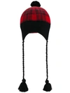 Gucci Pompom Plaid Cap In Red