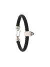 Alexander Mcqueen Geflochtenes Armband Mit Totenkopfdetail In Black