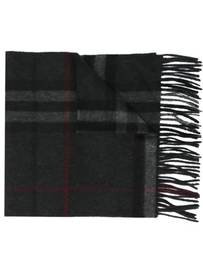 Burberry The Classic Check Cashmere Scarf In Dark Grey