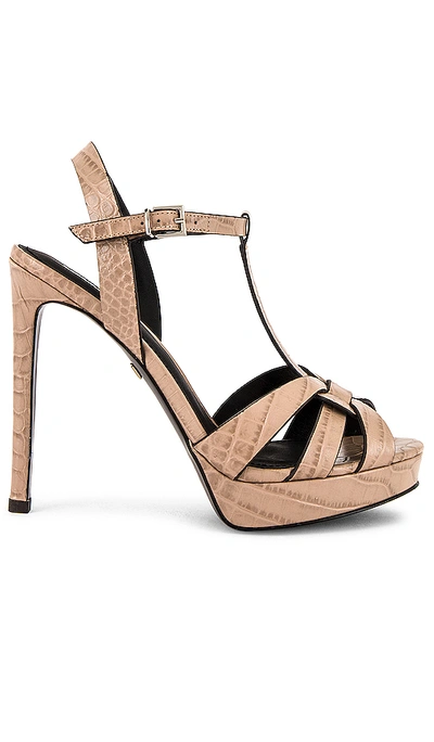 Lola Cruz Mavra Croco High Heel Sandal In Taupe