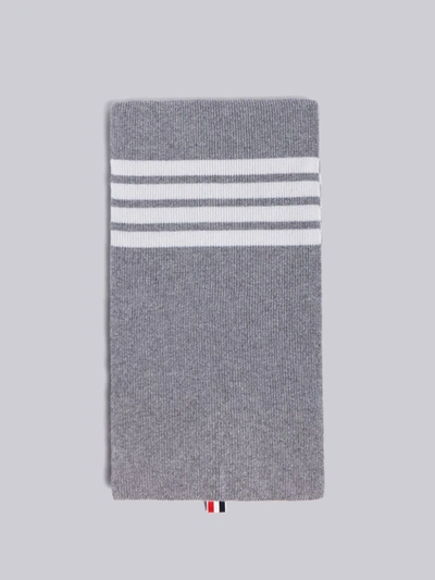Thom Browne 4-bar Stripe Scarf In Grey