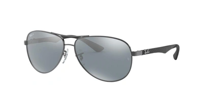Ray Ban Ray-ban Polarized Sunglasses, Rb8313 61 Carbon Fibre In Polarized Silver Mirror