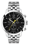 Tissot Men's Swiss Chronograph Prc 200 Stainless Steel Bracelet Watch 43mm In Black