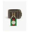 Gucci Ya150503 Padlock Mother-of-pearl Leather Strap Quartz Watch In Green/red