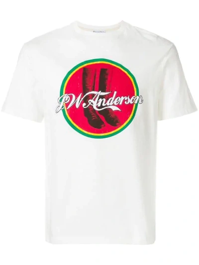 Jw Anderson Cola Boots Printed T-shirt In Off White