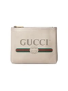 Gucci Logo-print Leather Pouch In White