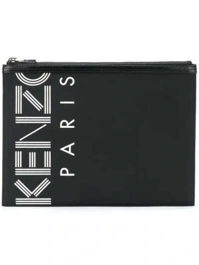 Kenzo Black Fabric A4 Clutch Bag