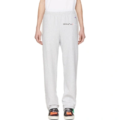 Off-white X Champion Raw-hem Sweatpants In Grey