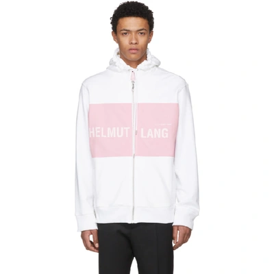 Helmut Lang Zipped Hooded Jacket In W4k.wht.pnk