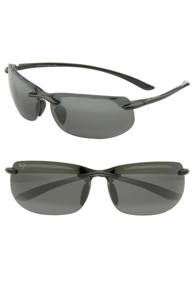 Maui Jim Men's Banyans Polarized Rimless Wraparound Sunglasses, 73mm In Grey Mir Pol