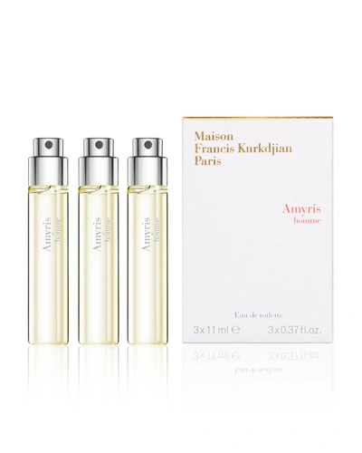 Maison Francis Kurkdjian 3 X 0.37 Oz. Amyris Homme Eau De Toilette Travel Spray Refills In White