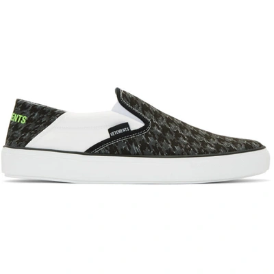Vetements Collapsible-heel Checkerboard Canvas Slip-on Sneakers In Black